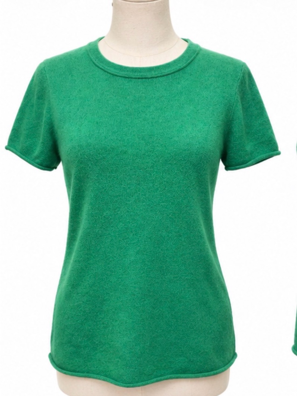 J.Crew 100% Cashmere Short Sleeve Sweater L Green Crewneck